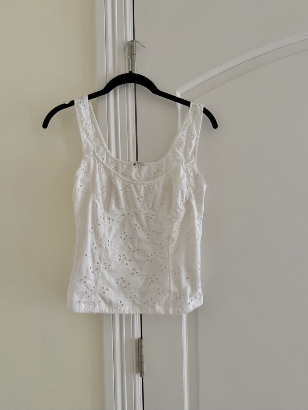 Free People White Eyelet Scoop Neck Tank